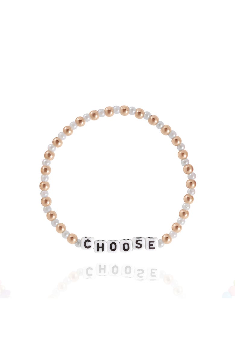 Juicy Couture Kids Beaded Stretch Bracelet Set, Alternate, color, Pink, White , Gold, Rainbow