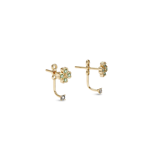 Pascal Lucky Clover Earring Jackets, Green Diamond Pavé