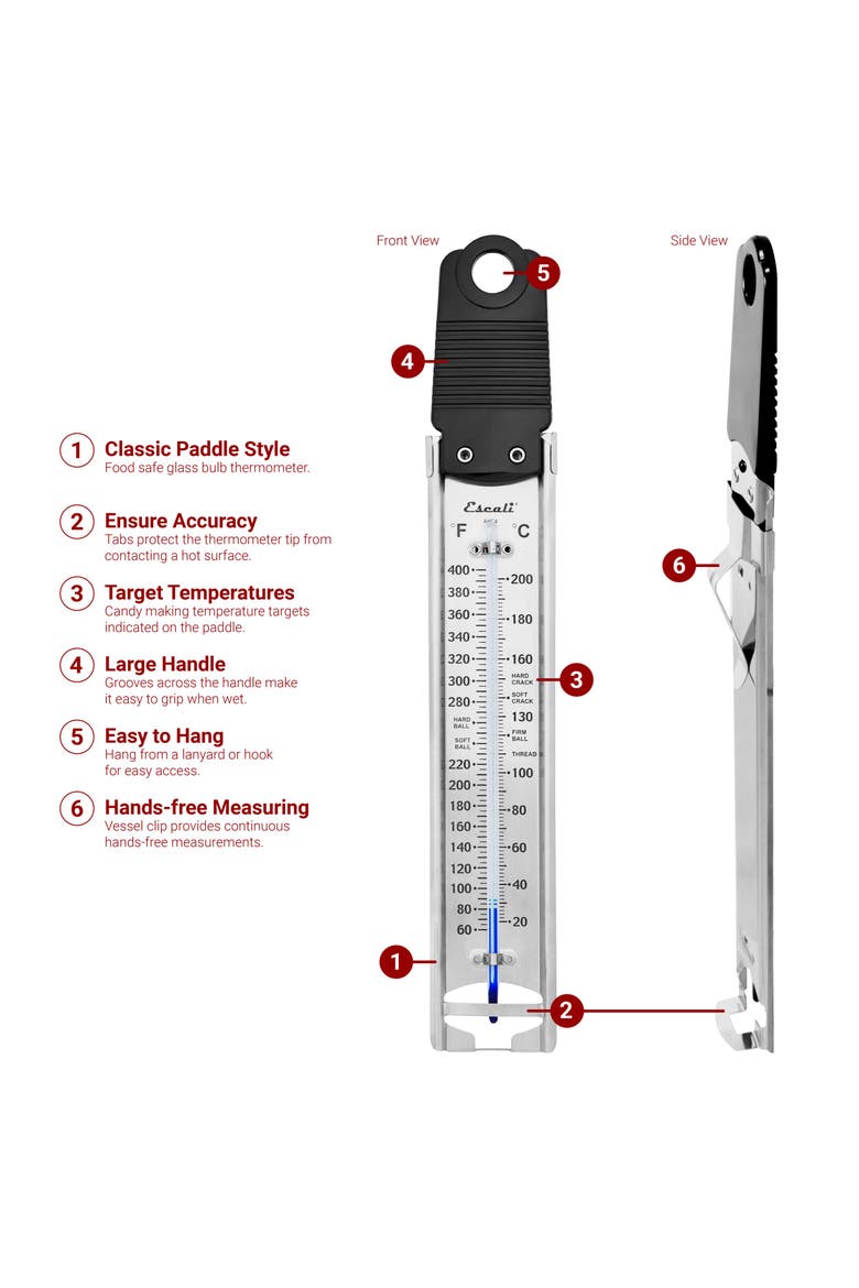 Candy Deep Fry Paddle Thermometer, Alternate, color, Silver/Black