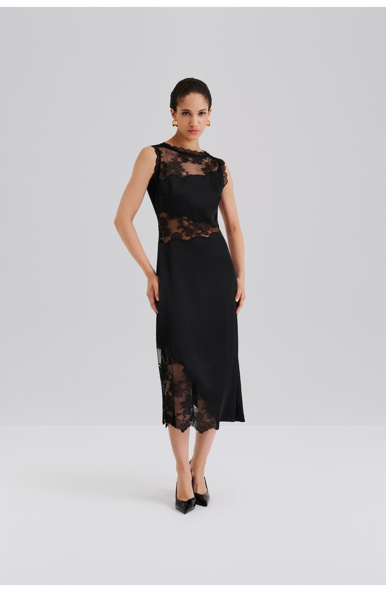 Malina Desire Lace Trimmed Cut Out Midi Dress, Main, color,