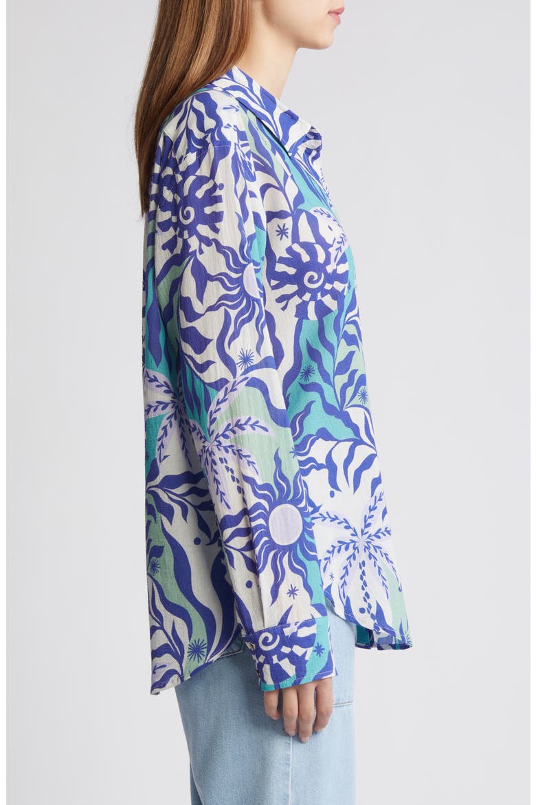 Beau Cotton Button-Up Shirt, Alternate, color, STELLAR BLUE HELIOS
