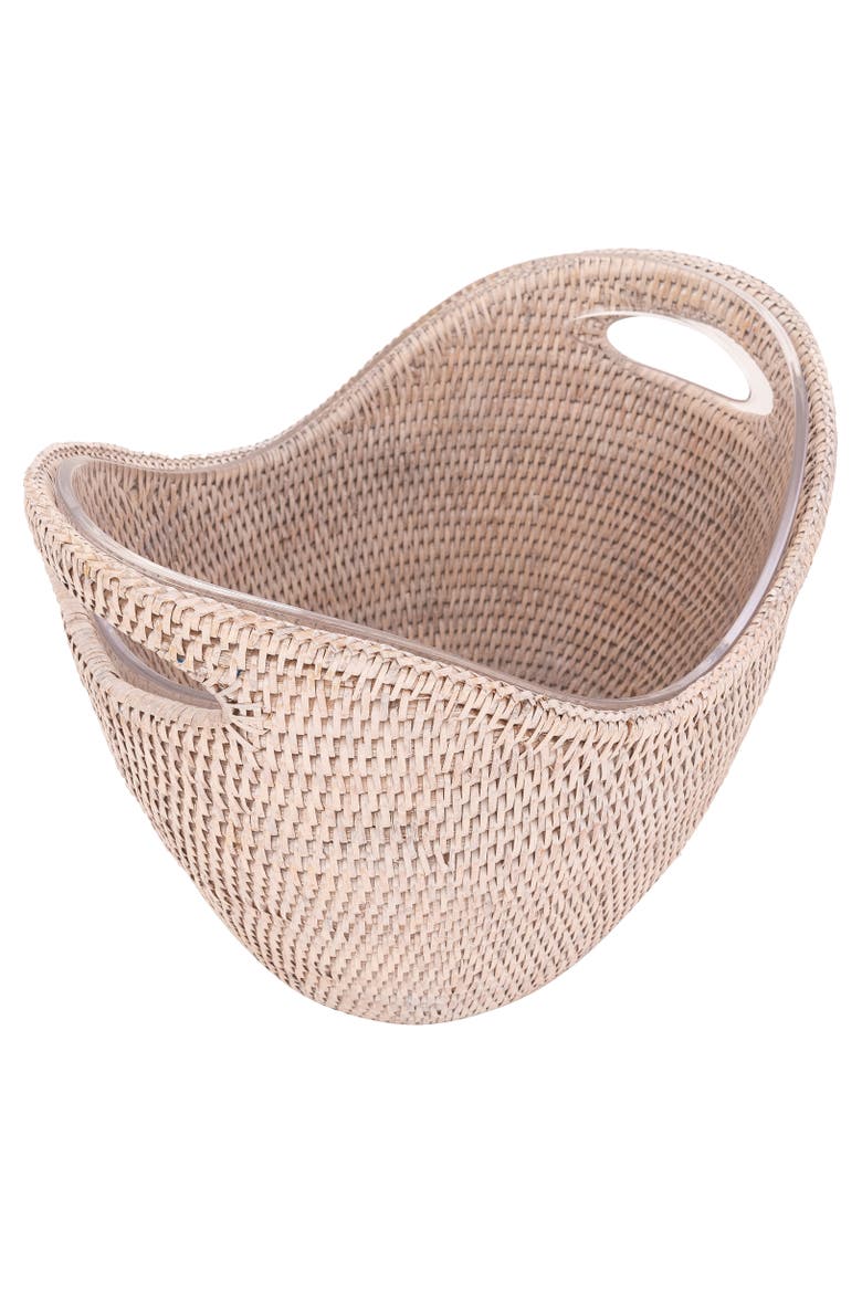 Artifacts Rattan Champagne Bucket with Acrylic Insert, Alternate, color, White Wash