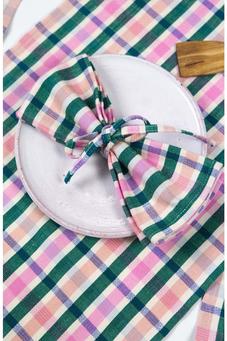 Handwoven Classic  Plaid Cotton Table Runner, Alternate, color, Green