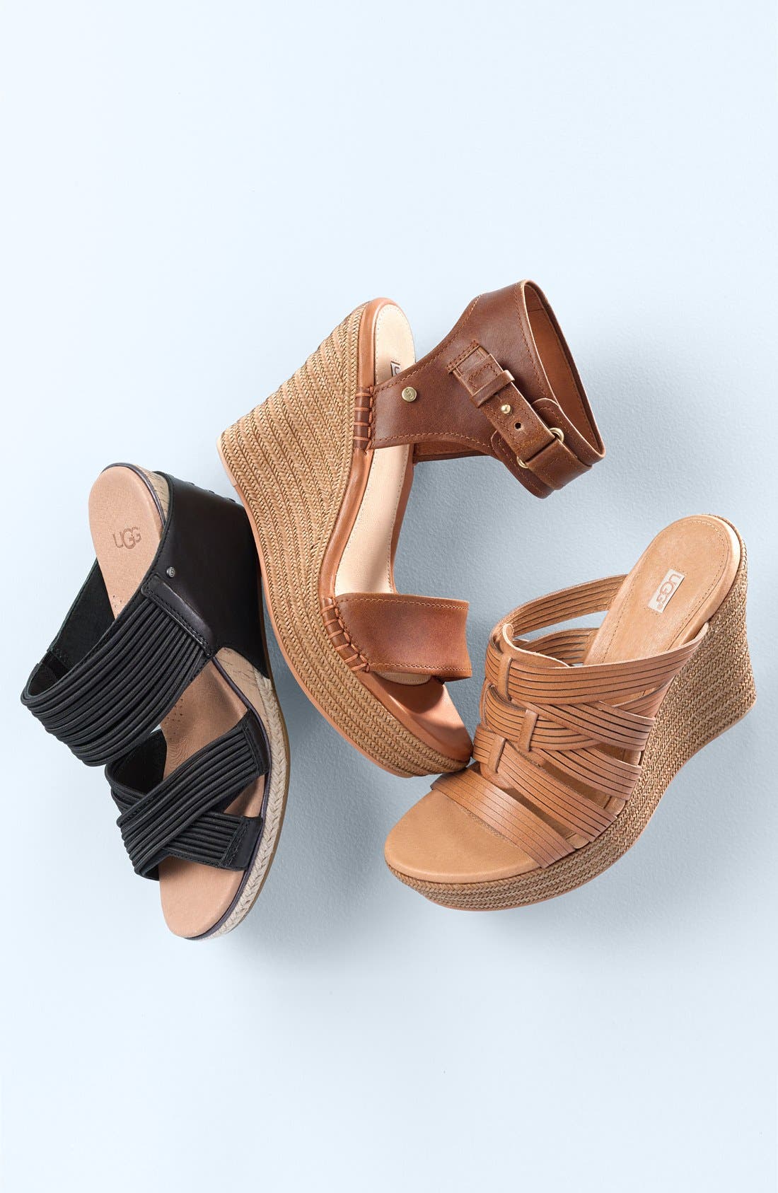 'Maryanne' Wedge Sandal, Alternate, color, BLACK LEATHER