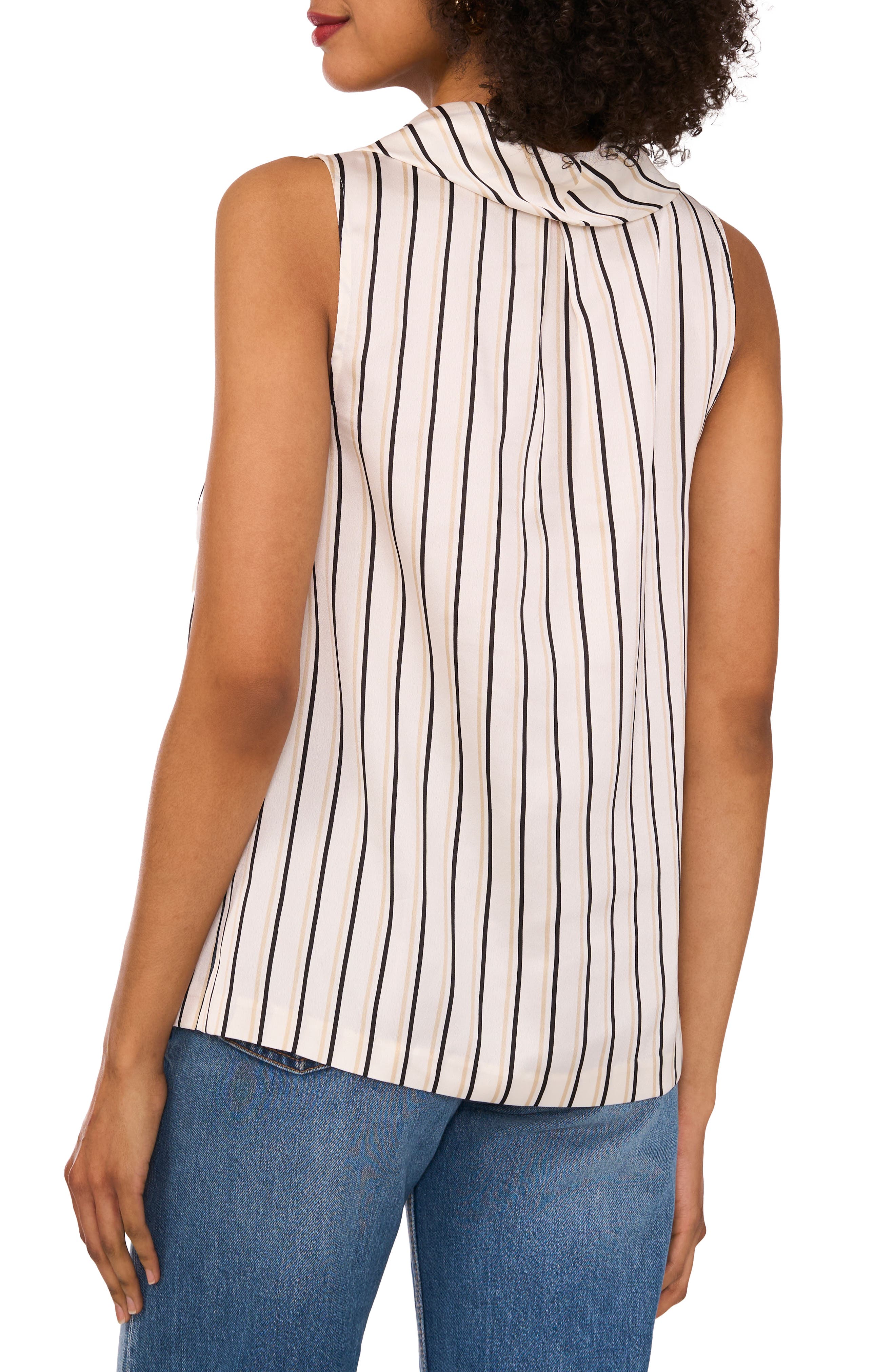 Stripe Cowl Neck Sleeveless Top - image 2