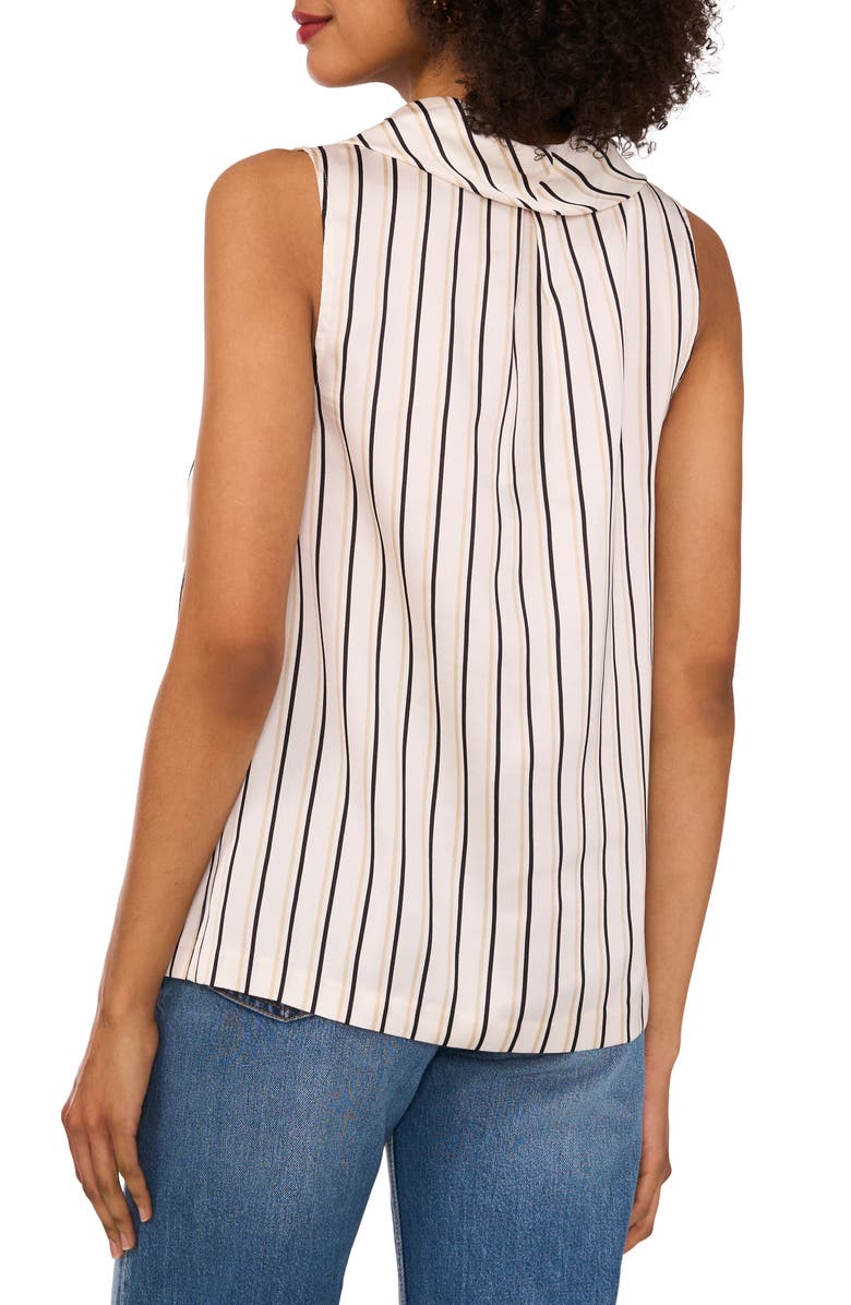 Vince Camuto Stripe Cowl Neck Sleeveless Top, Alternate, color, New Ivory