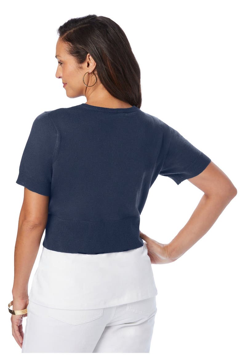 Jewel Neck Shrug, Alternate, color, NAVY