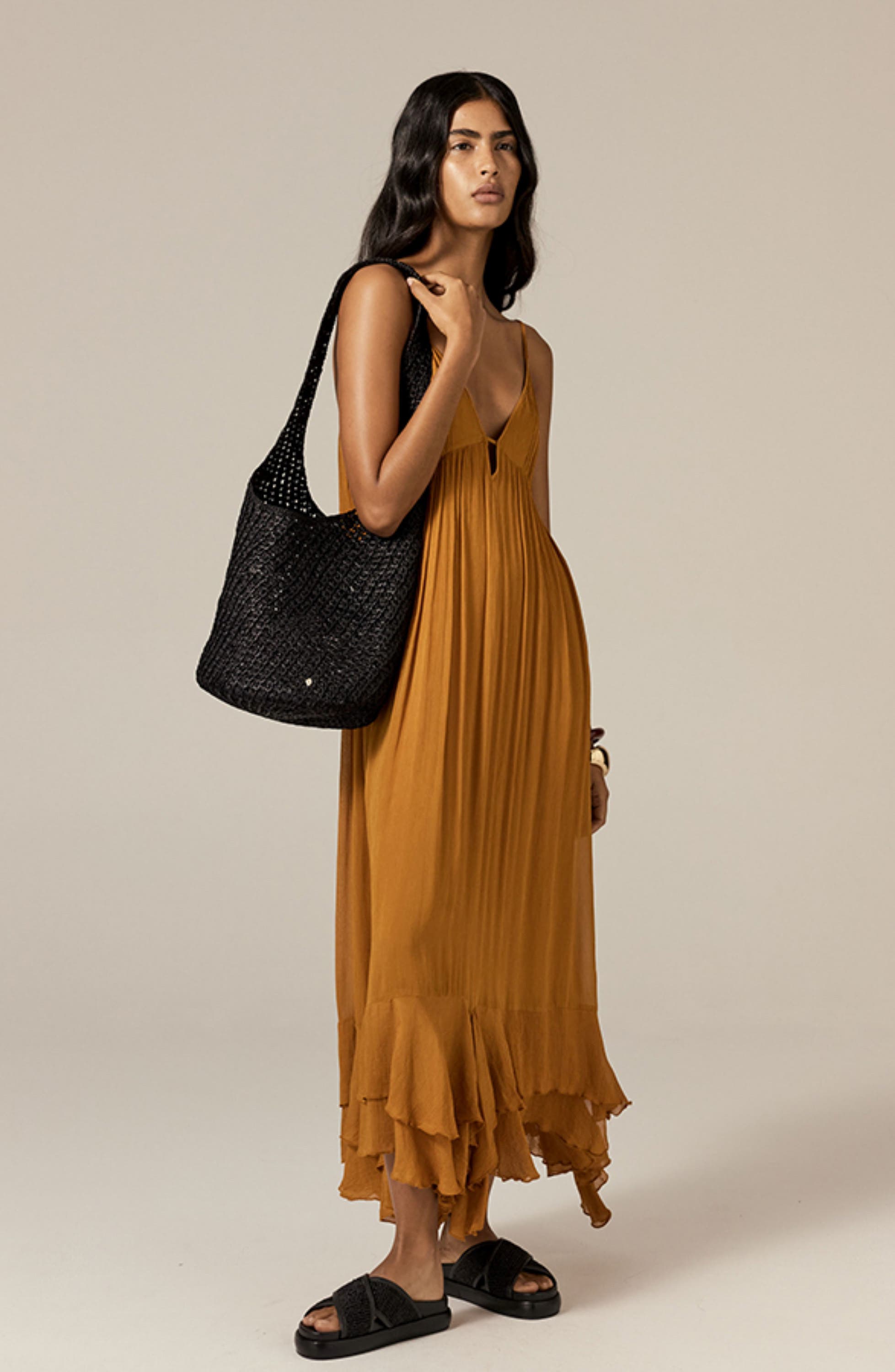 Helen Kaminski Lani Crochet Raffia Shoulder Bag, Alternate, color, 