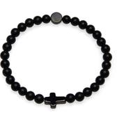 Caputo & Co. Men's Onyx Cross Bead Stretch Bracelet
