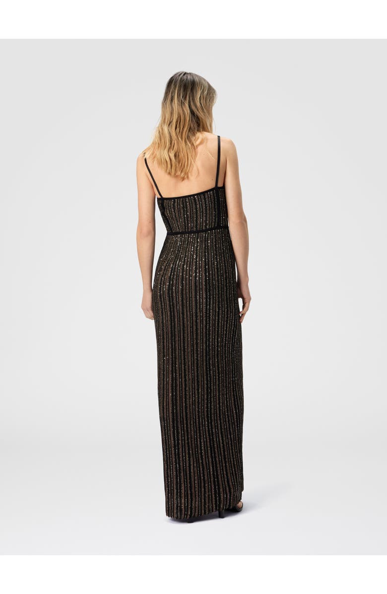 Missoni Sleeveless Long Dress With Lamé Stripes, Alternate, color, Black & Brown