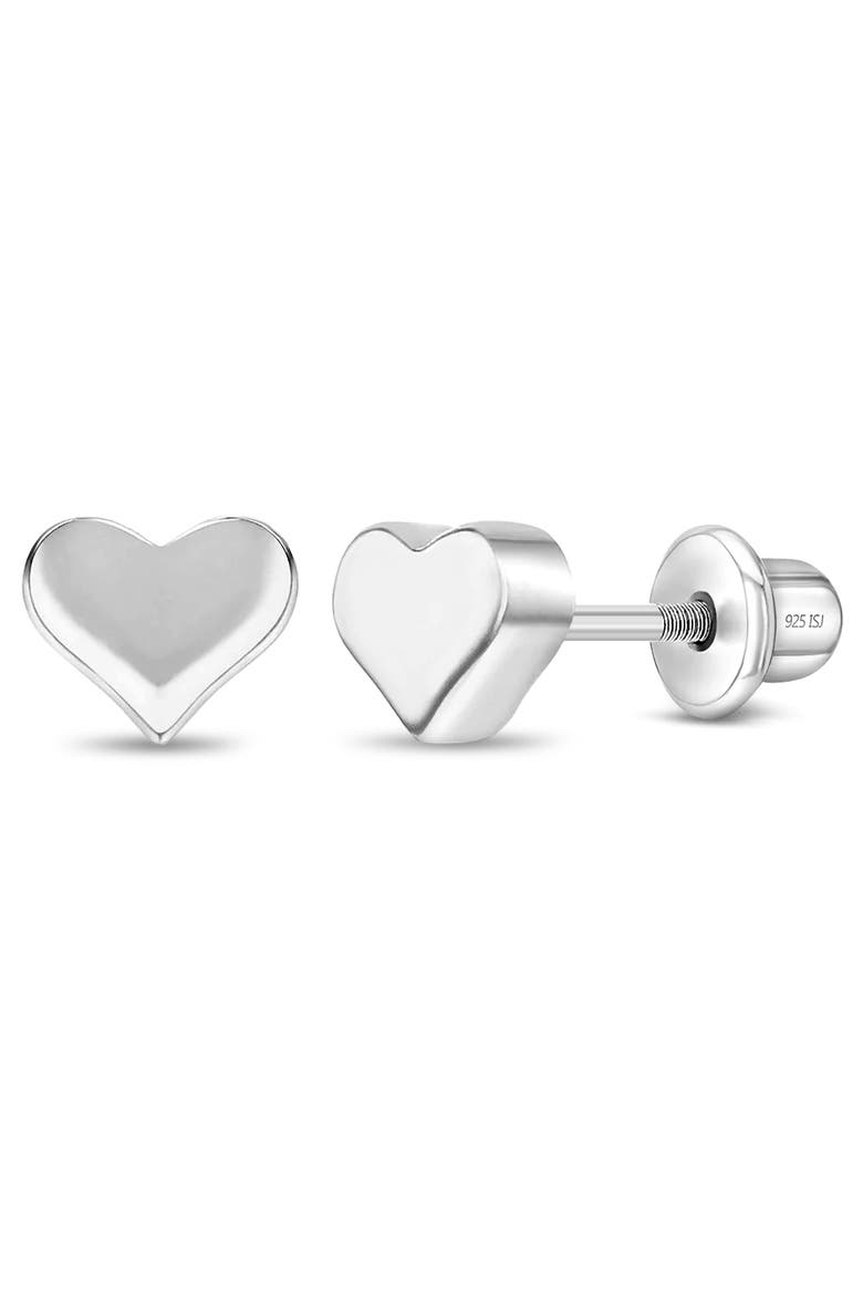 Puffed Polished Heart Earrings, Main, color, Silver