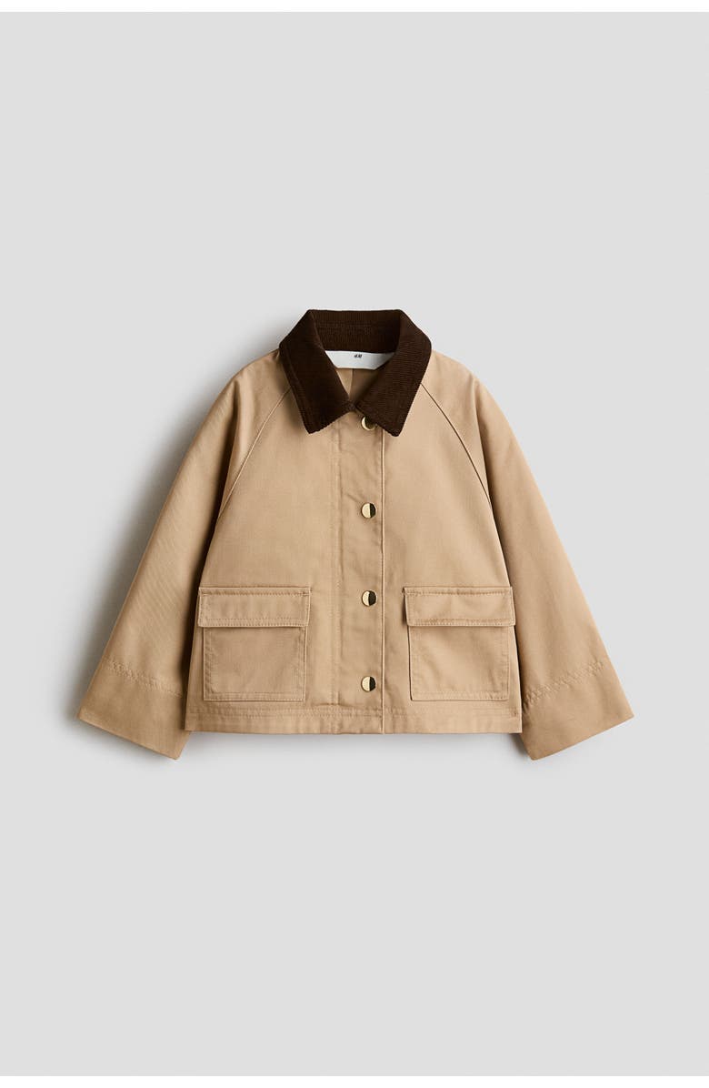 H&M Corduroy-collar Utility Jacket, Main, color, Beige