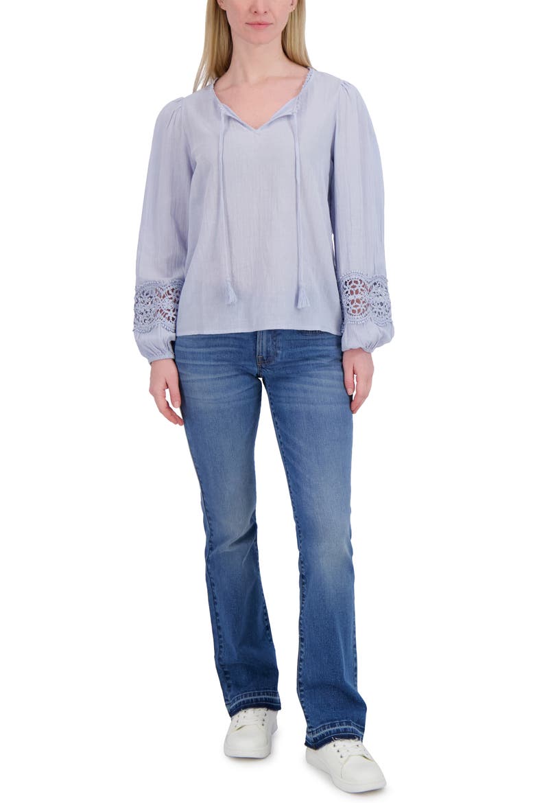 Lace Sleeve Top, Alternate, color, CHAMBRAY BLUE