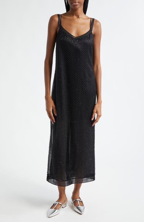 Vince Sleeveless Beaded Midi Slip Dress