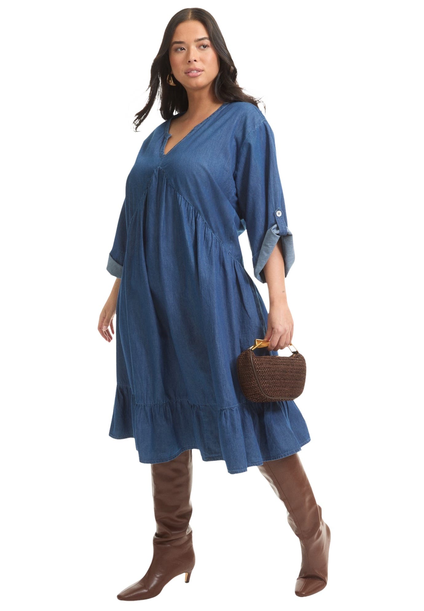 Ruffled Denim Dress - image 3