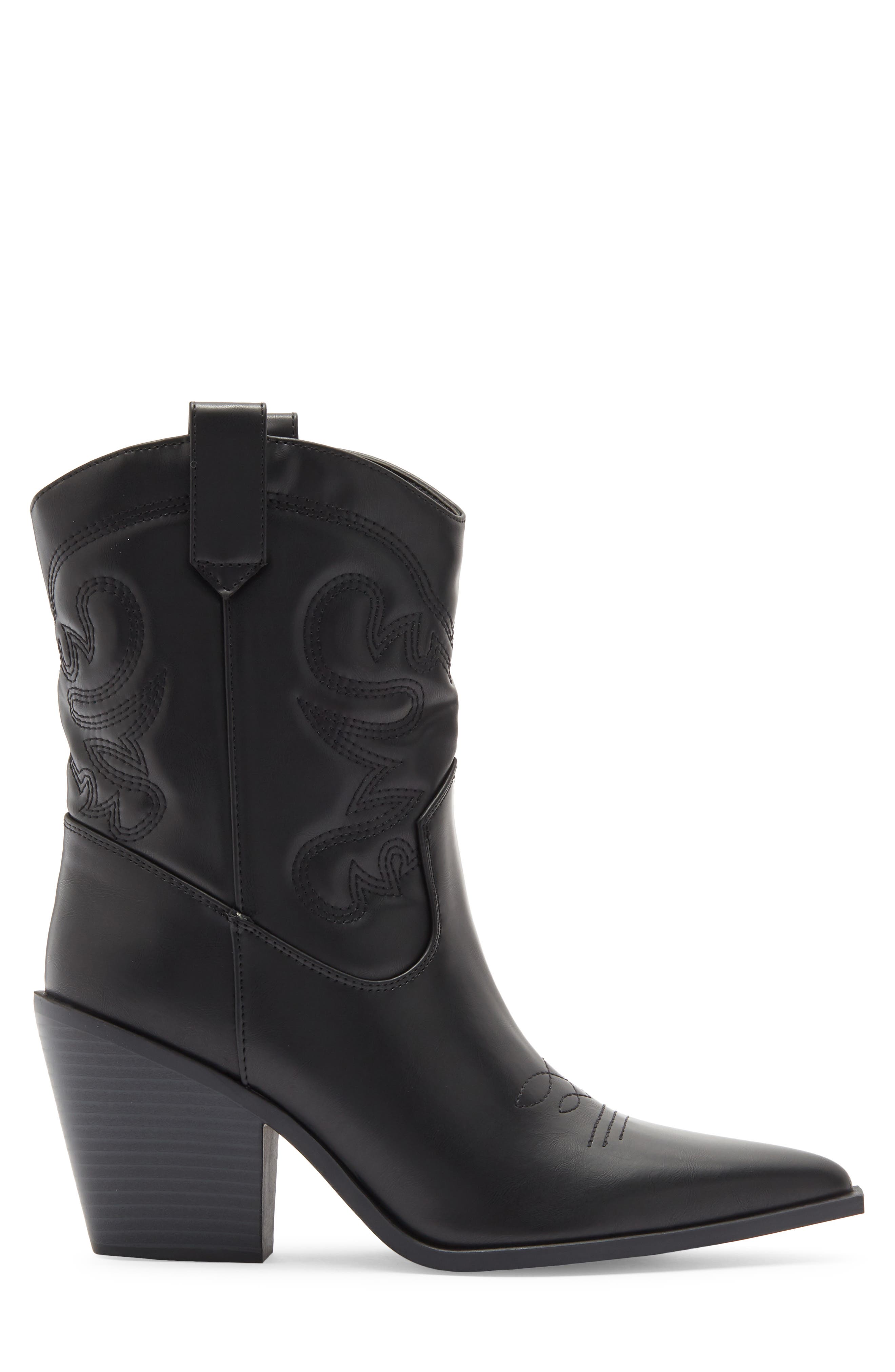 Dakota Faux Leather Western Boot, Alternate, color, BLACK