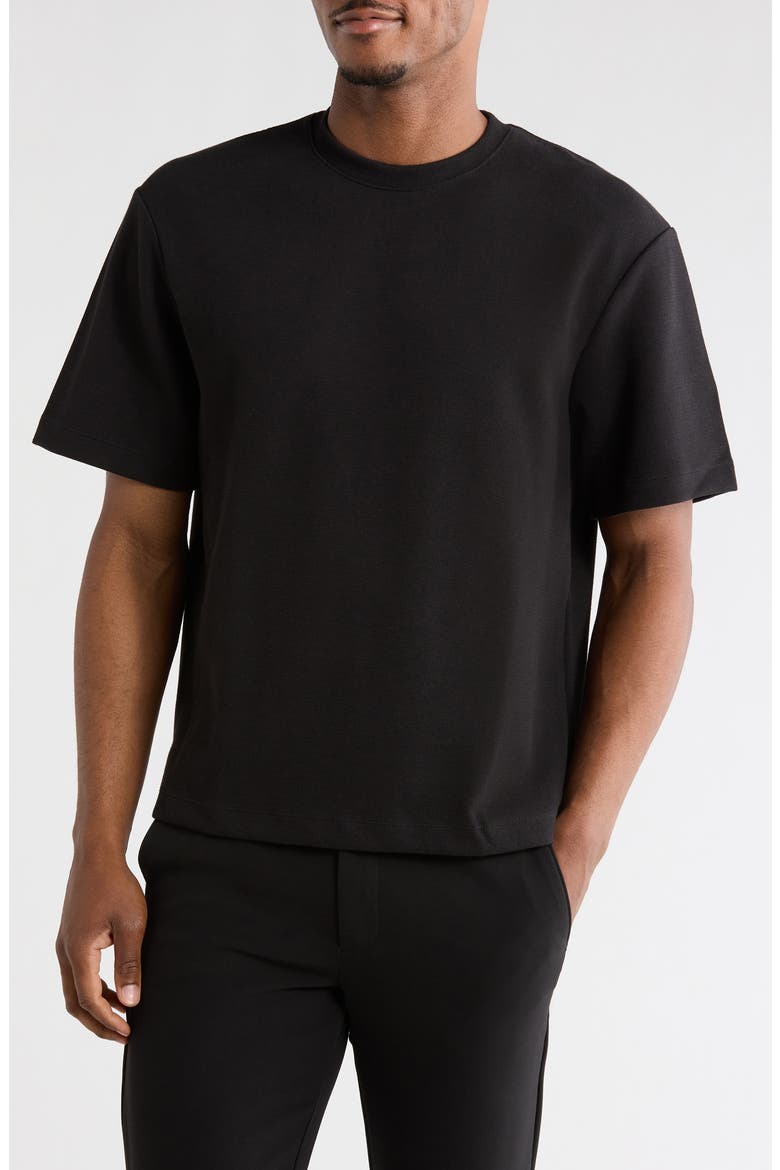 Textured Relaxed Fit Crewneck T-Shirt, Main, color, BLACK