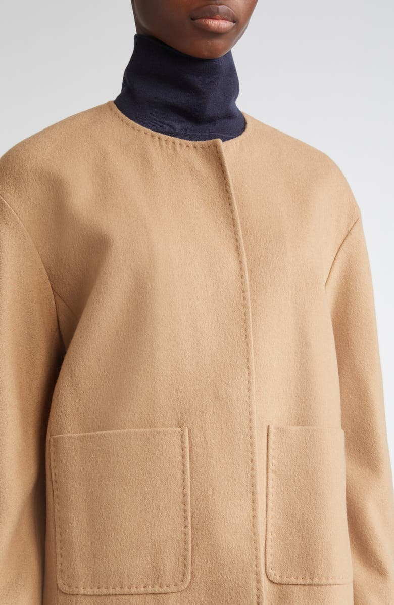 Lafayette 148 New York Patch Pocket Collarless Camel Hair Jacket, Alternate, color, Camel