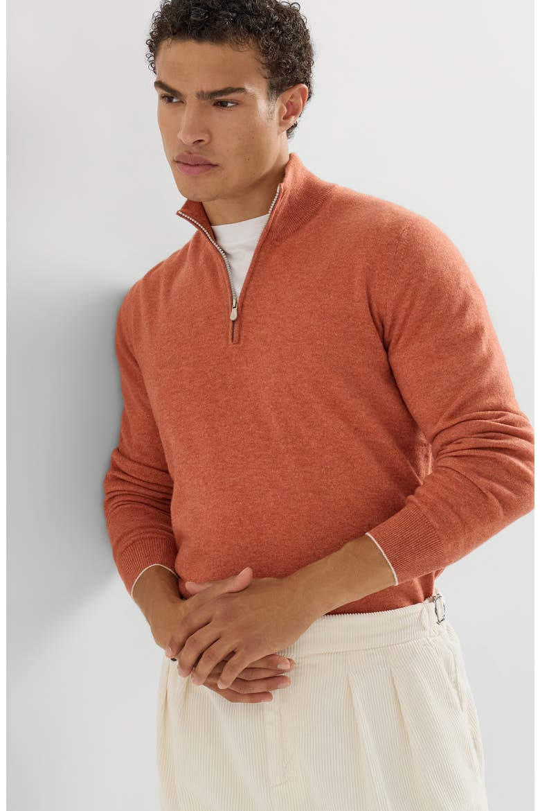 Cashmere sweater with half zip, Alternate, color, Red