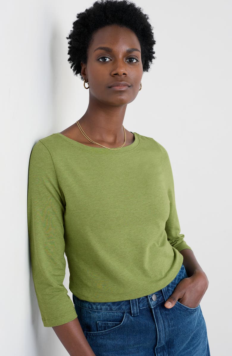 Seasalt Cornwall Easel Stretch Organic Cotton Top, Alternate, color, Melange Aloe