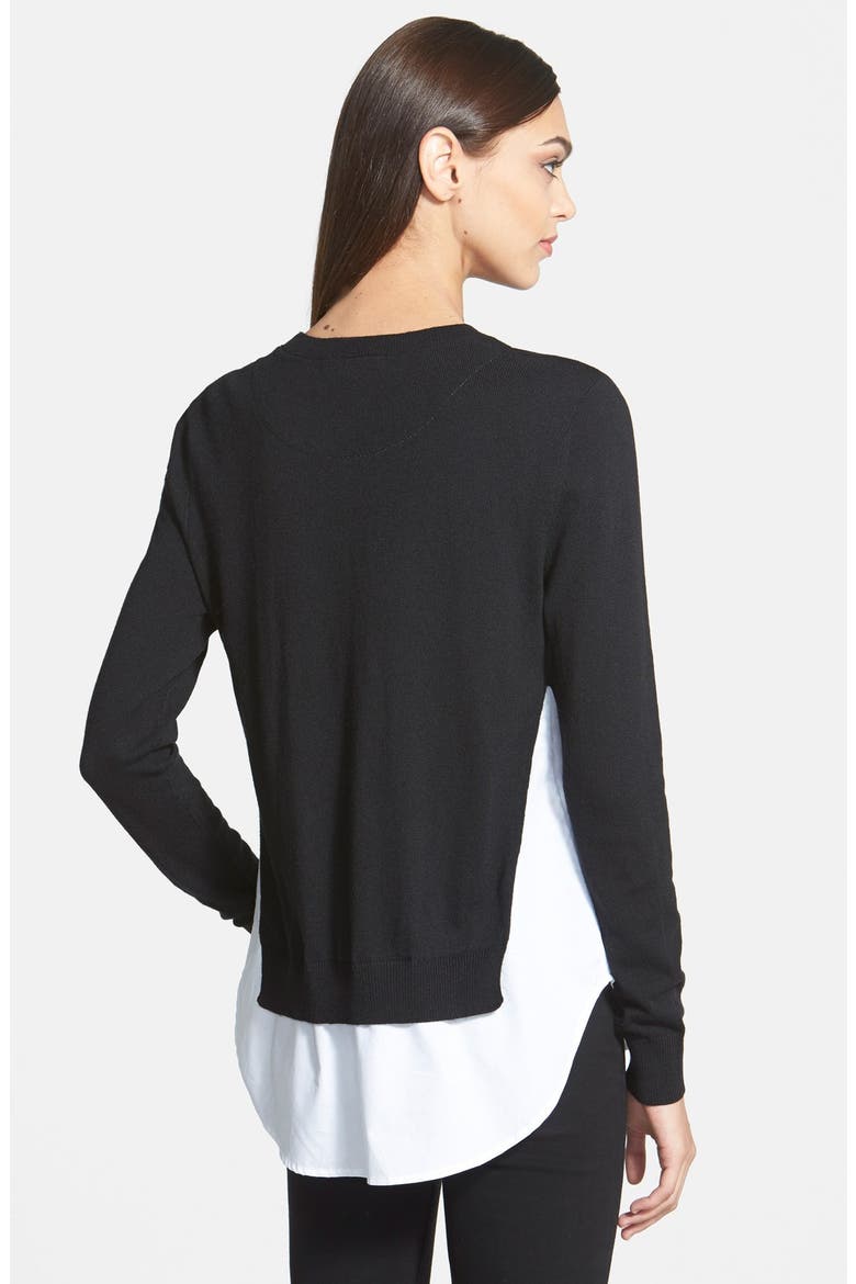 Contrast Underlay Sweater, Alternate, color, BLACK- WHITE SNOW COMBO