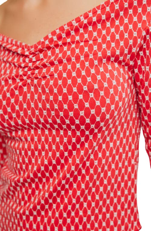 Free People Gia Eyelet Embroidered Off The Shoulder Top In Red Combo