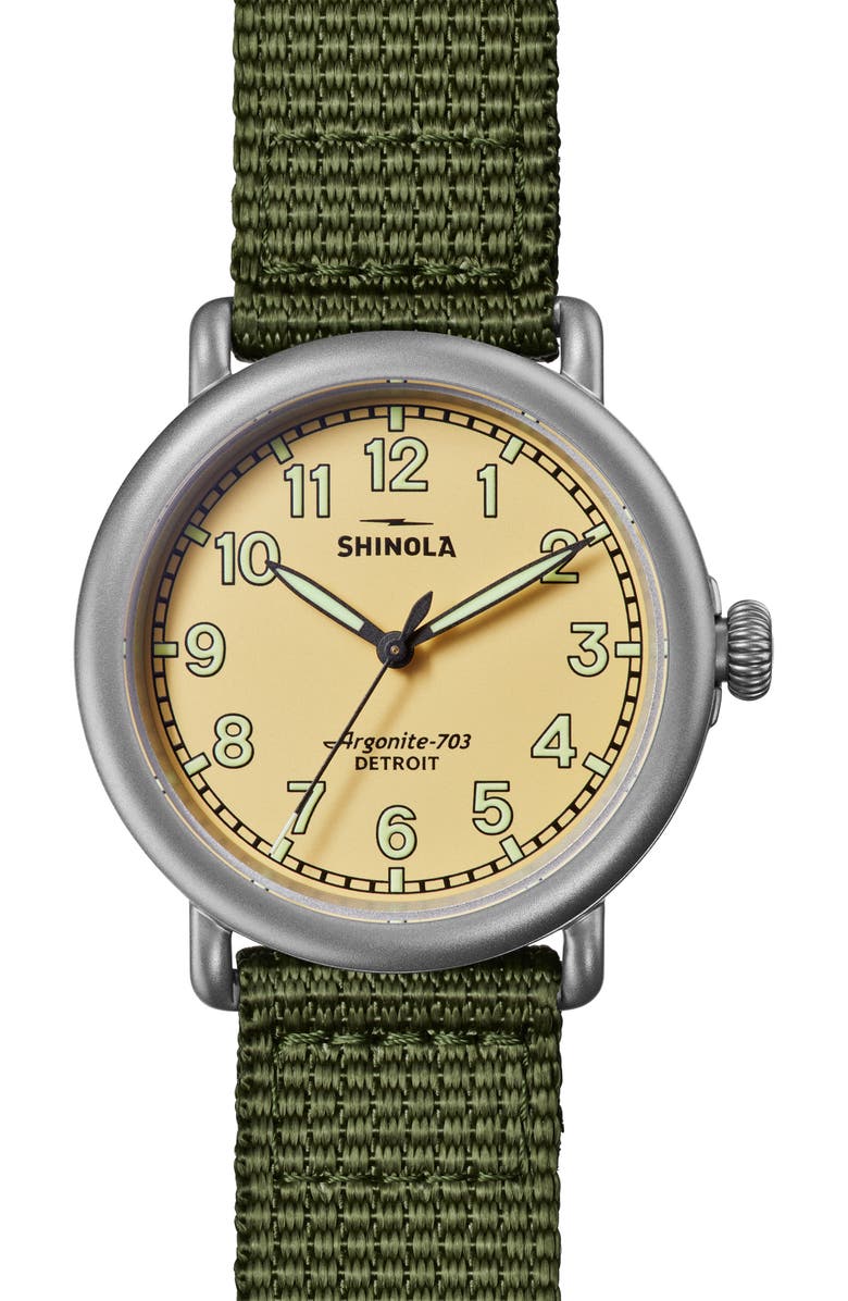 Shinola Runwell Field Nylon Strap Watch, 41mm, Main, color,