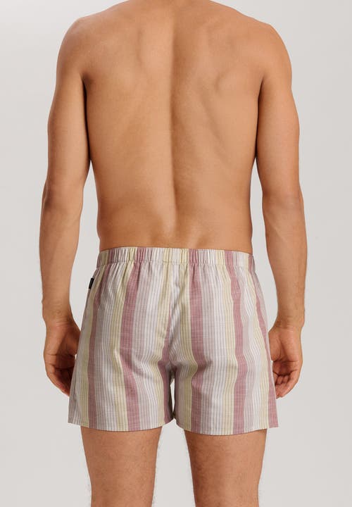 Hanro Fancy Woven Cotton Boxer In Bluewood Stripe