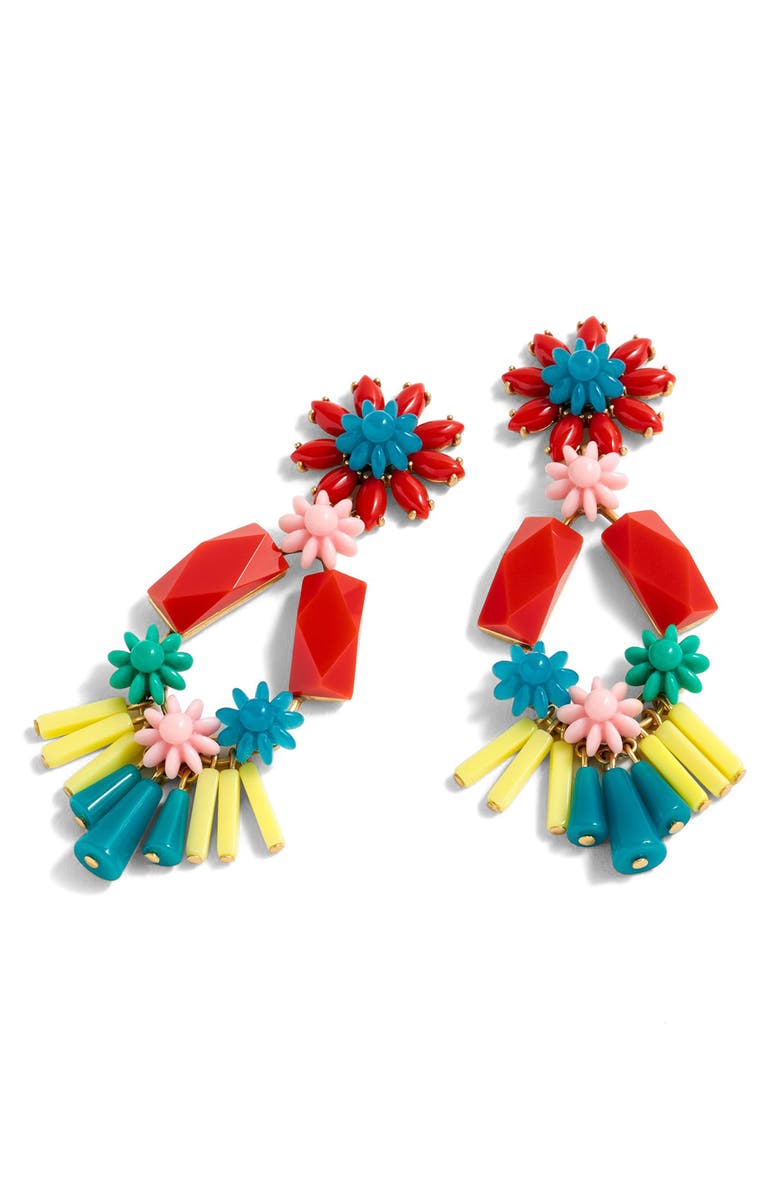 J.Crew Flower & Bead Chandelier Earrings, Main, color, 