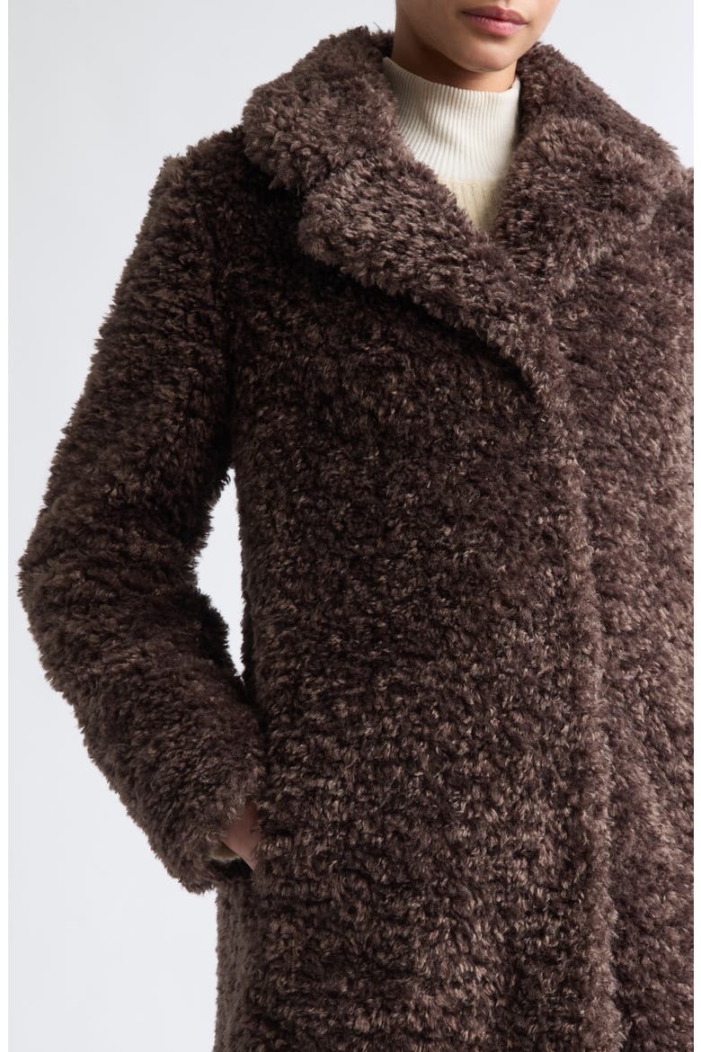 Curly Faux Fur Coat, Alternate, color, 8810 DARK BROWN