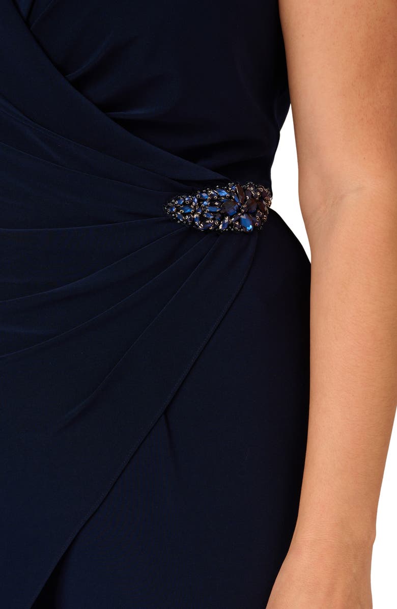 Adrianna Papell Jersey Faux-Wrap Jumpsuit, Alternate, color, 