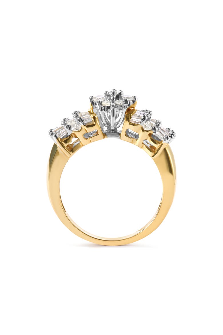 10K Yellow Gold 1.00 Cttw Diamond Starburst Ring Band, Alternate, color, Yellow
