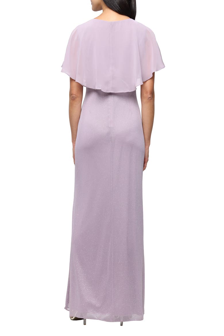 Rhinestone Detail Glitter Mesh Gown, Alternate, color, MAUVE