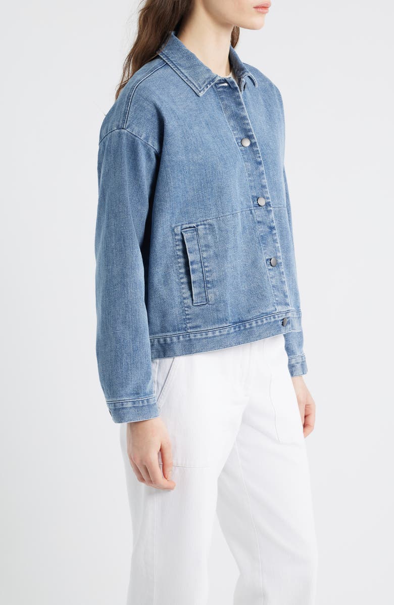 Eileen Fisher Classic Collar Organic Blend Denim Jacket, Alternate, color, Classic Indigo