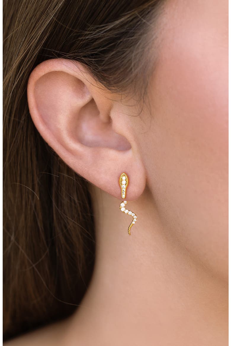 Python Pavé Cubic Zirconia Jacket Earrings, Alternate, color, GOLD