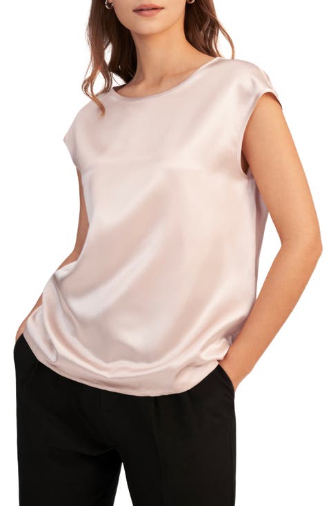 Women's Basic Cap Sleeves Silk Tee