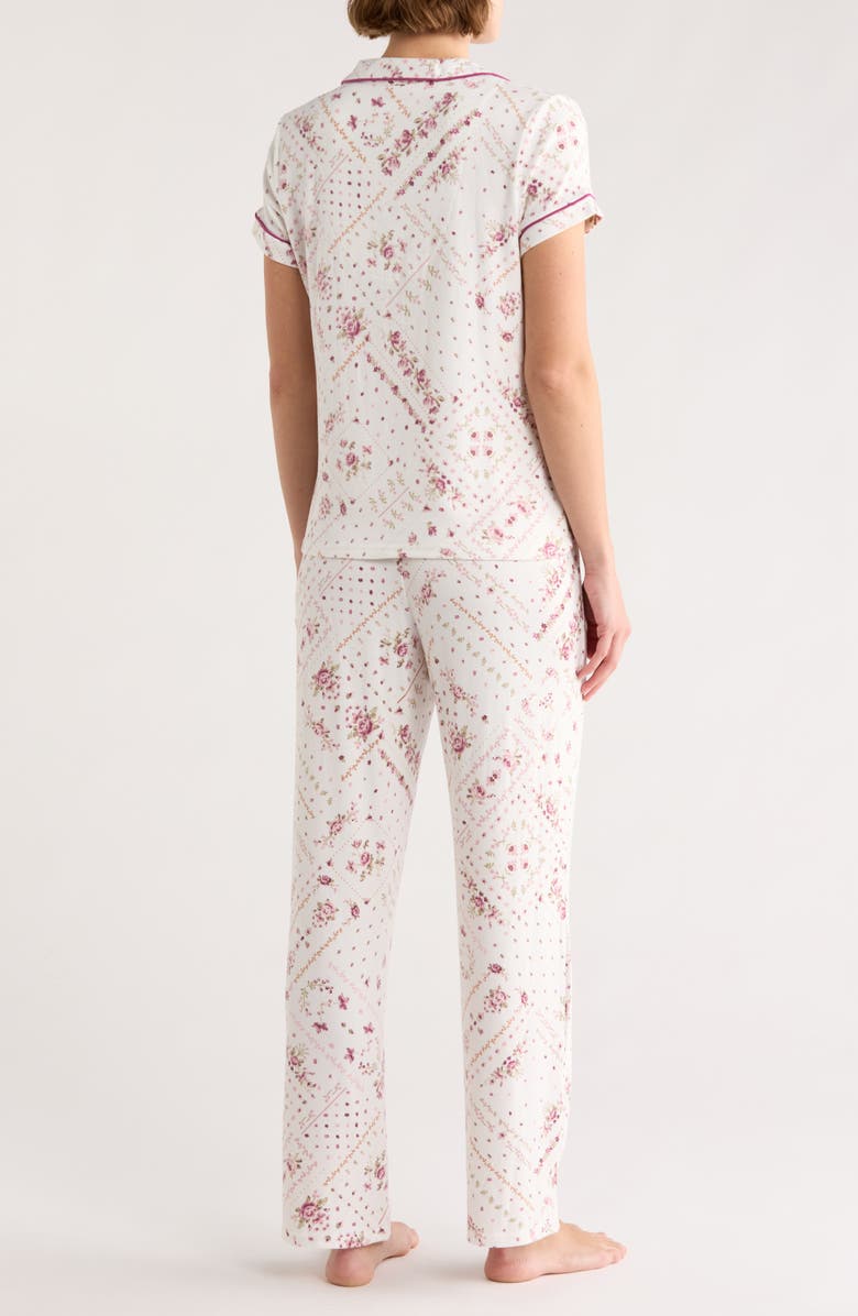 Laura Ashley Floral Dream Knit Pajamas, Alternate, color, Ivory Floral