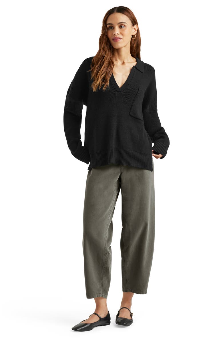Splendid Kristen Polo Sweater, Alternate, color, Black