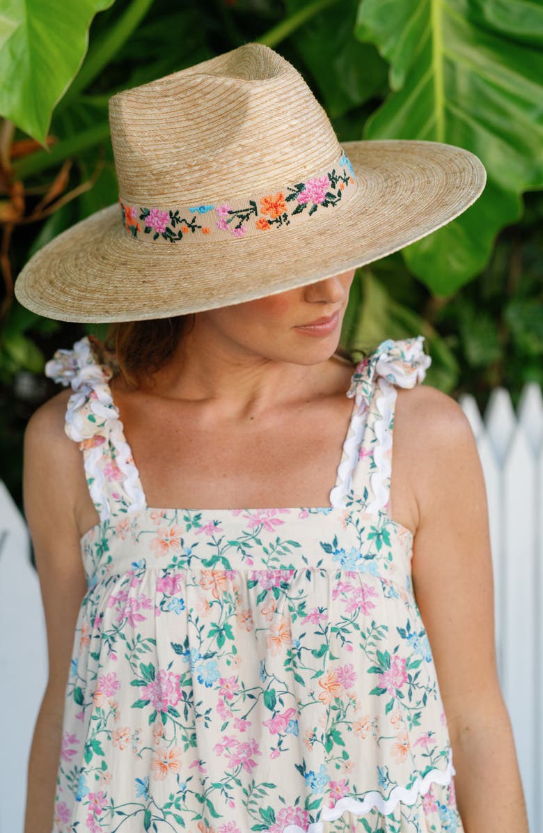 Sunshine Tienda Flor Coconut Palm Straw Hat, Alternate, color, Natural/ Multi