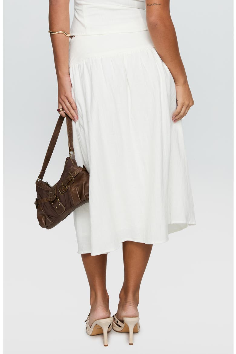 Heart of Gold Drop Waist Linen Blend Midi Skirt, Alternate, color, WHITE