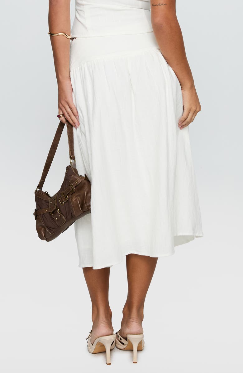 Princess Polly Heart of Gold Drop Waist Linen Blend Midi Skirt, Alternate, color, 