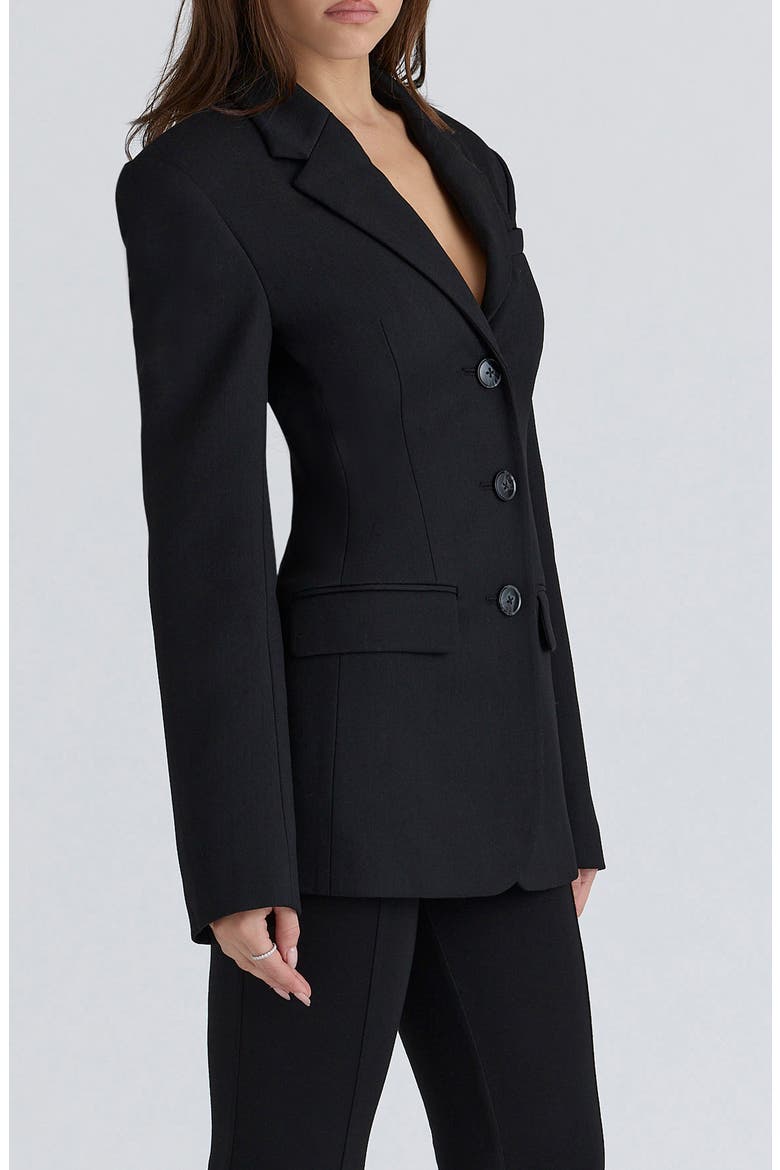 Luella Hourglass Crepe Jacket, Alternate, color, BLACK