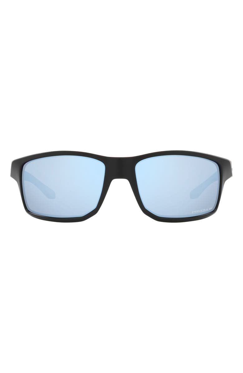 Oakley 61mm Polarized Rectangle Sunglasses, Main, color, Matte Black/ Prizm Deep Water