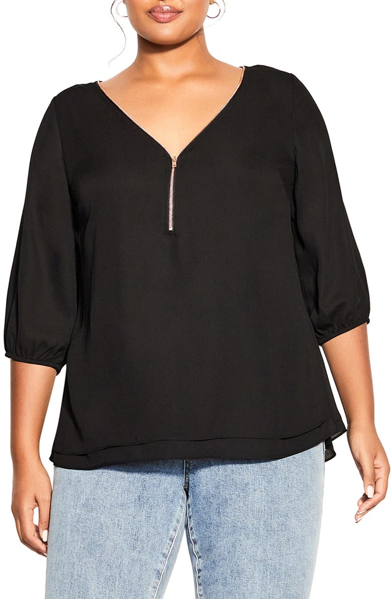 City Chic Zip Fling Top, Main, color,