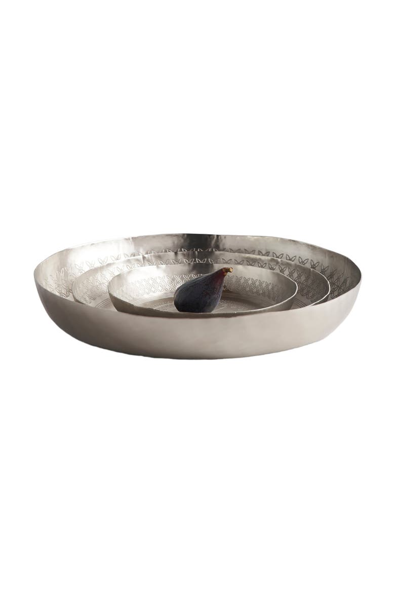 Mandala Trays Assorted Set of 3, Main, color, Nickel