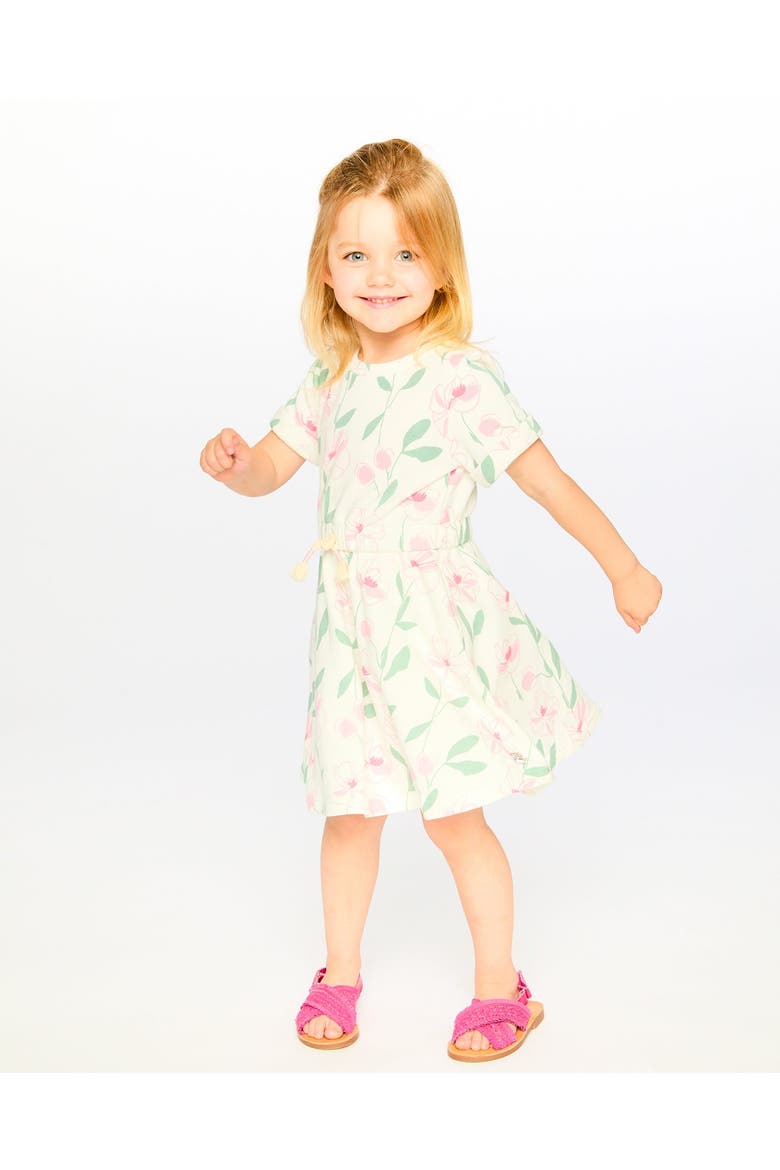 French Terry Flowers Short Sleeve Dress, Alternate, color, Off White Printed Flowers