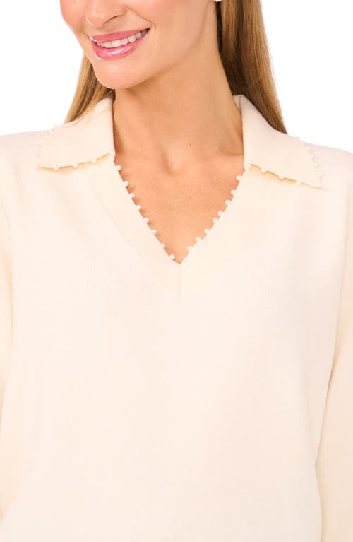 Ted Baker Bead Detail Polo Sweater In Neutral