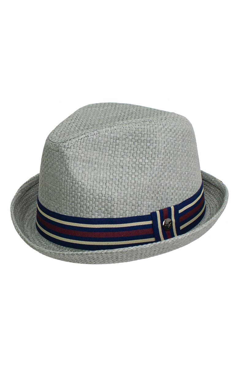 PETER GRIMM Depp Toyo Straw Fedora, Main, color, Grey