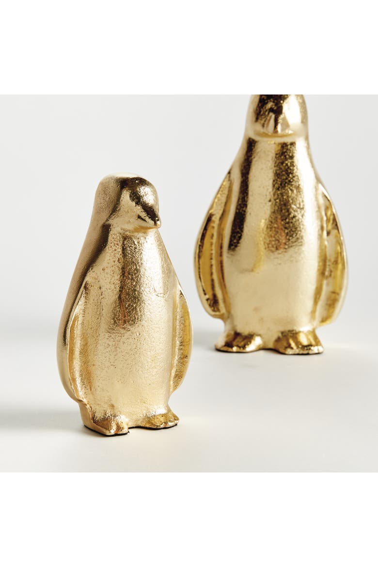 Penguin Pair - Gold Aluminum Sculptures - Set of 2, Alternate, color, Gold