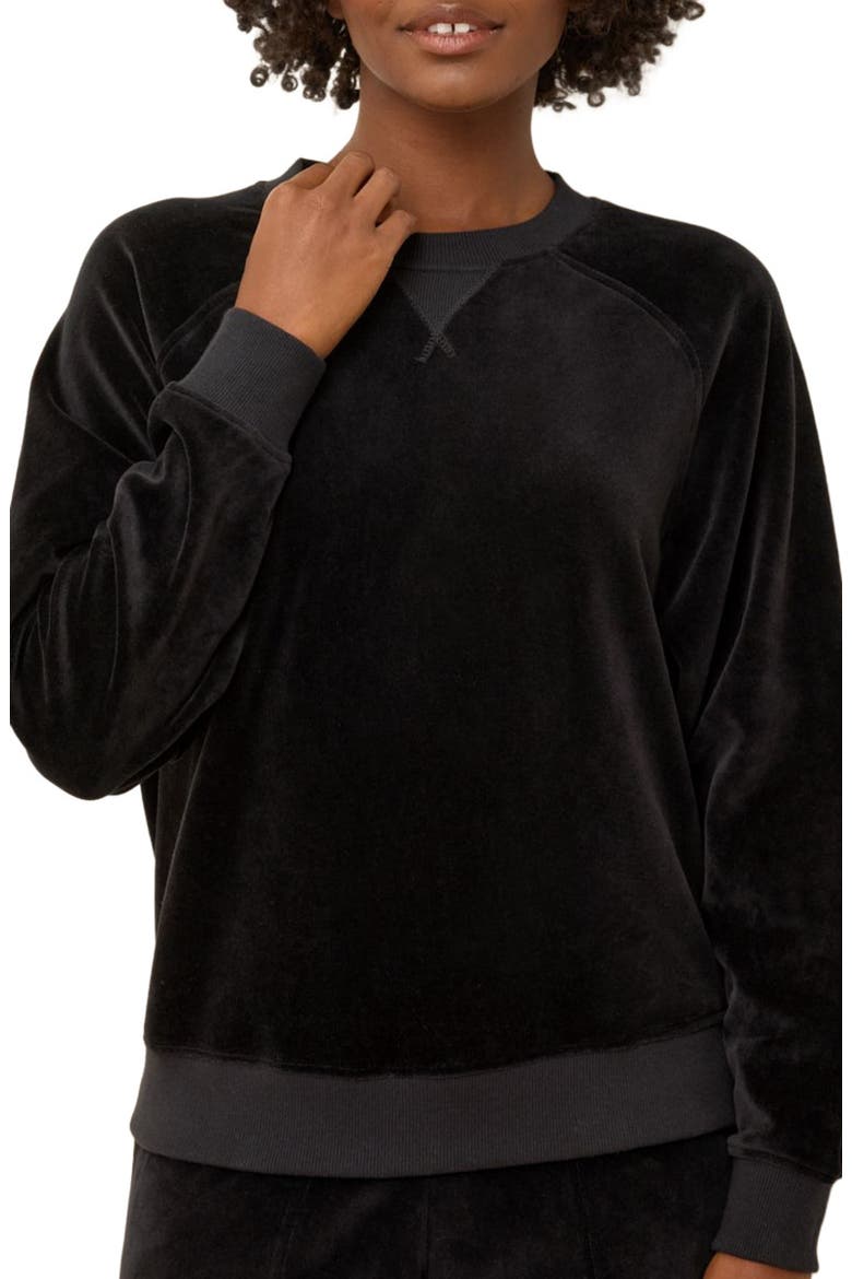 Pure Velour Crew Sweatshirt, Alternate, color, Black